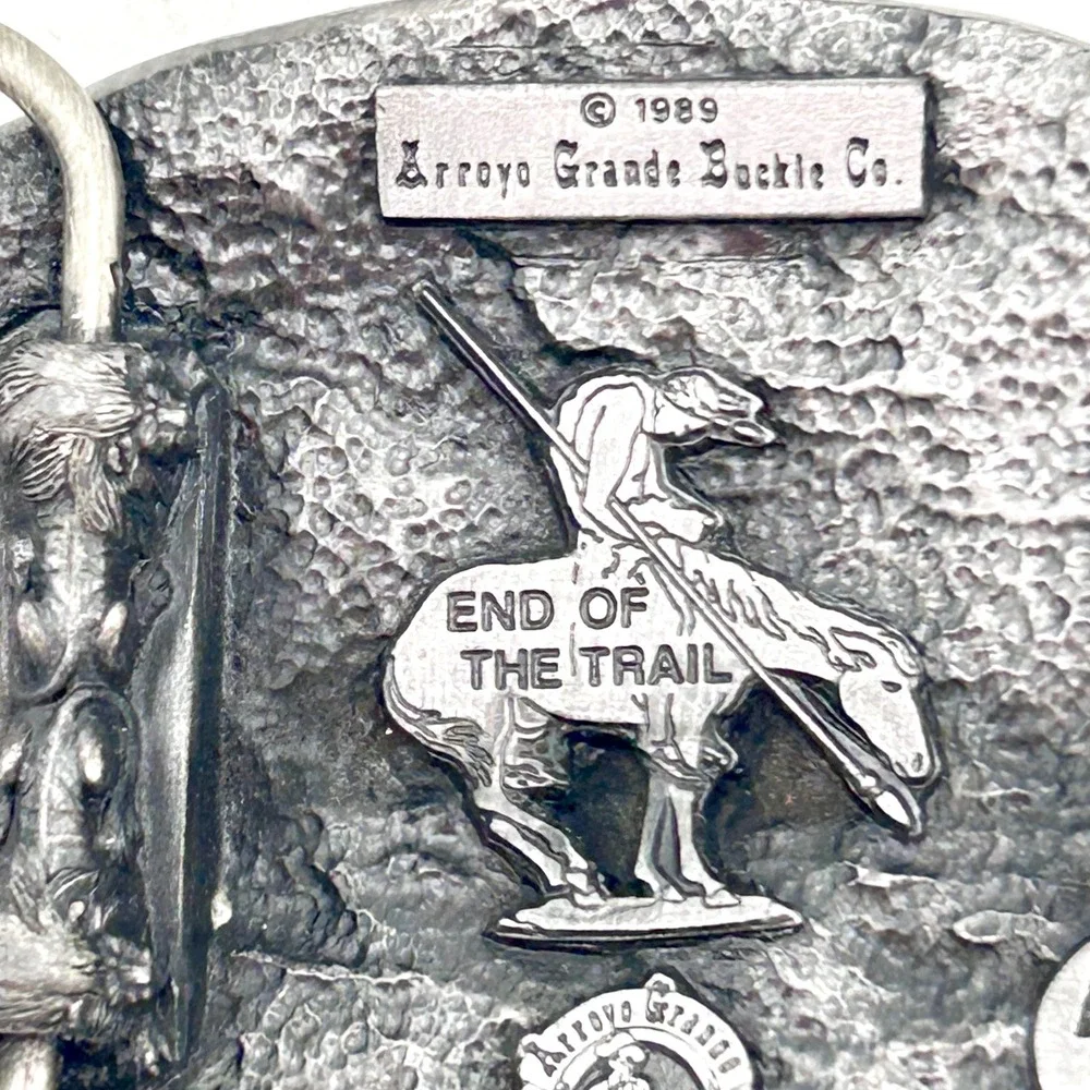 Vintage 1989 Arroyo Grande End of the Trail Belt Buckle USA Made AG 38 Pewter